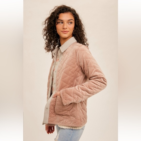 307. Velvet Quilted Cozy Jacket Blush Pink W/Pockets S, M & L NEW Item NWT - Picture 5 of 5